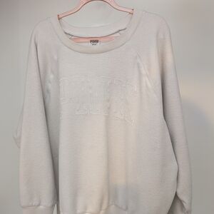 PINK Victoria's Secret Cream Embossed Logo Crewneck Sweatshirt